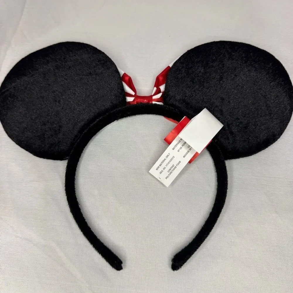 Minnie Mouse Disney Ears with Red & White Polka Dot Bow